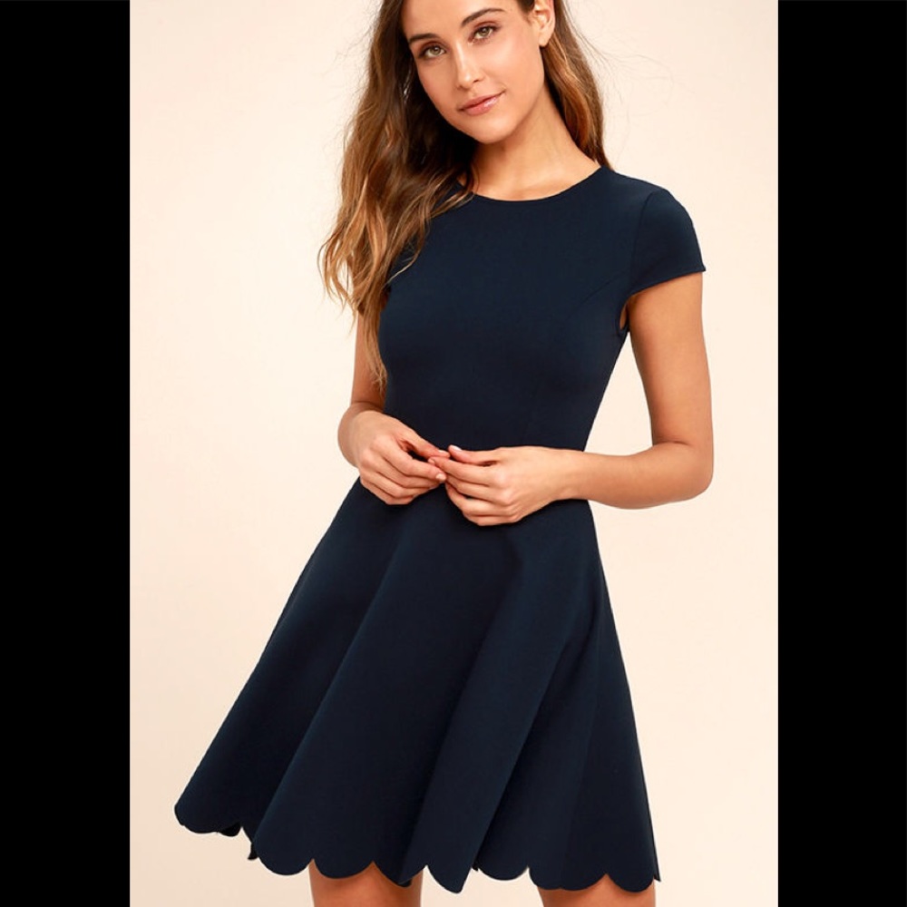 Navy Blue Lulu Skater Style Dress- Size M NWT